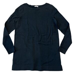 J Jill New Small Black Boatneck Sweater Tunic with Pintuck